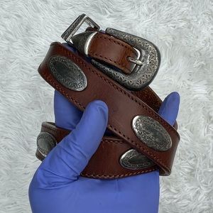 Lady Canterbury Brown Latigo Leather Concho Belt